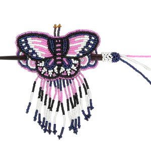 Seed Bead Butterfly Hair Pick