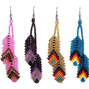 Handmade Seed Bead Feather Earrings
