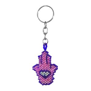 Seed Bead Hamsa Keychain