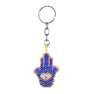 Seed Bead Hamsa Keychain